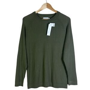 NWT Topman Sweater Mens XL Olive Green Pullover Ribbed Knit Crewneck Basic